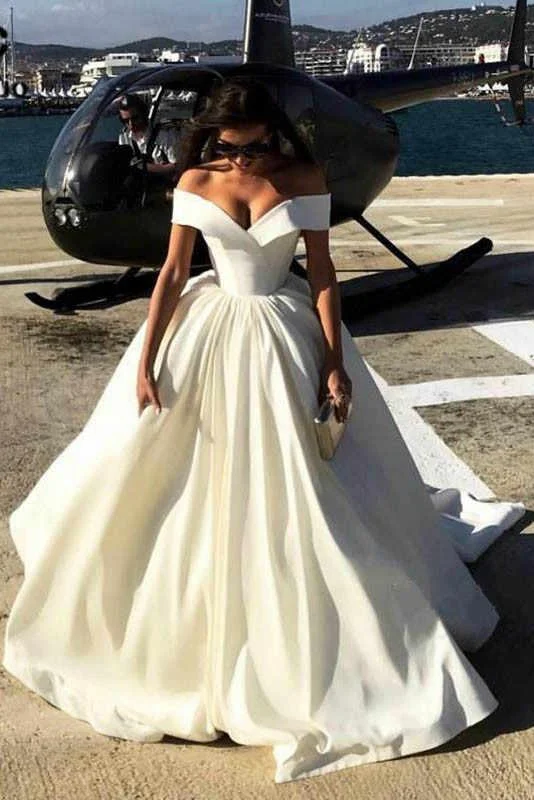 The Best Prices Off the Shoulder V Neck Ivory Wedding Dresses Ball Gown Long Prom Dresses,BS06 The Best Prices Off the Shoulder V Neck Ivory Wedding Dresses Ball Gown Long Prom Dresses,BS06