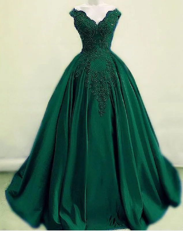 Unbeatable Prices Amazing Dark Green Off the Shoulder Lace Ball Gown Wedding Dress,Green Formal Prom Dress Long PL09292 Unbeatable Prices Amazing Dark Green Off the Shoulder Lace Ball Gown Wedding Dress,Green Formal Prom Dress Long PL09292