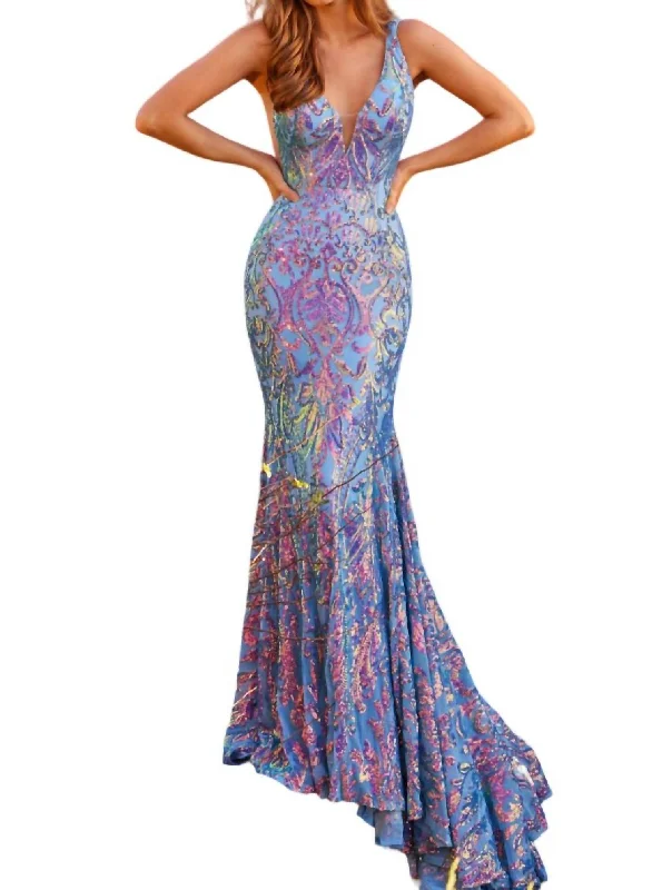 Crazy Deals Iridescent Prom Dress In Iridescent/blue