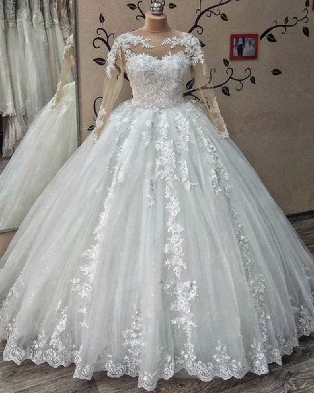Bargain Prices Vintage Lace Wedding Dress Long Sleeved Scoop Neck Ball Gown Bride Gown robe de mariage WD011240 Bargain Prices Vintage Lace Wedding Dress Long Sleeved Scoop Neck Ball Gown Bride Gown robe de mariage WD011240