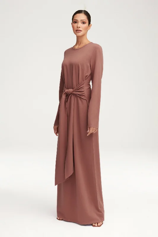 New Arrival Jersey Tie Front Maxi Dress - Blush Nude