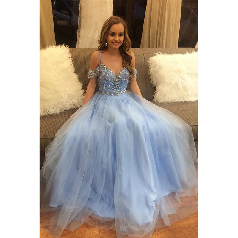 Buy Now Dreamy Off the Shoulder Blue prom Dress Beaded Ball Gown Quince Dresses vestidos de 15 anos Buy Now Dreamy Off the Shoulder Blue prom Dress Beaded Ball Gown Quince Dresses vestidos de 15 anos