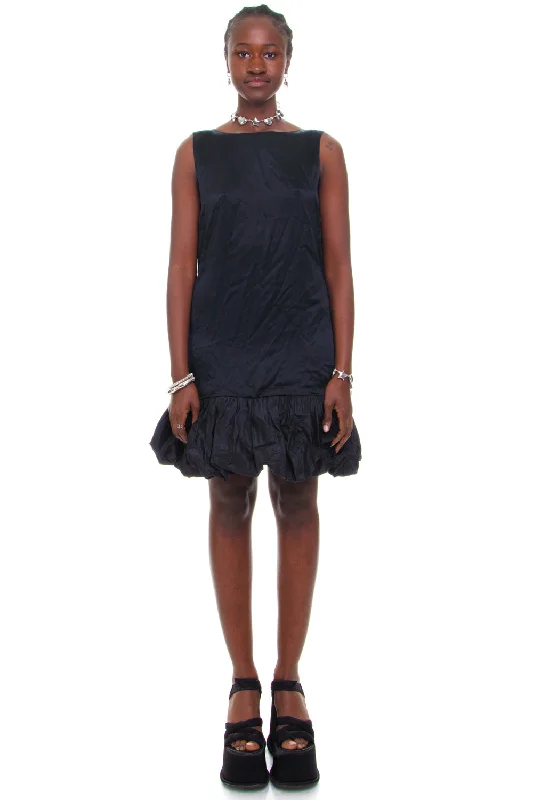 Customer Appreciation Sale Vintage Y2K Black Silk Bubble Tank Dress - S/M