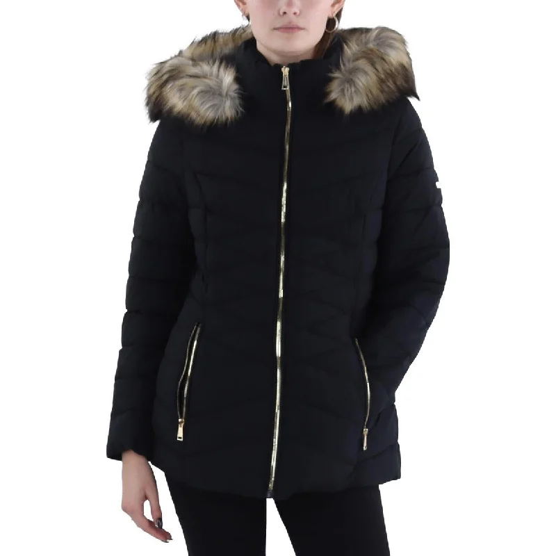 Buy More, Save More Laundry by Shelli Segal Womens Faux Fur Trim Hooded Puffer Jacket