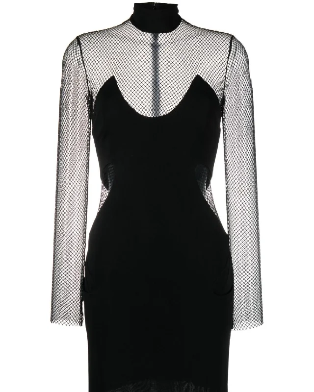 Blowout Sale Tom Ford Womens Illusion Mesh-Panel Dress In Black