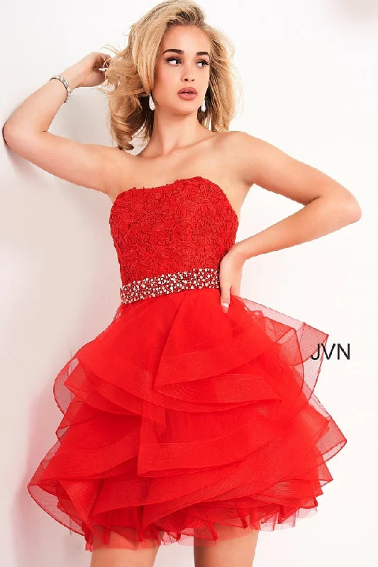 Bargain Blast Jovani 3099 strapless lace short cocktail dress fit and flare Tulle Ruffle homecoming dress Bargain Blast Jovani 3099 strapless lace short cocktail dress fit and flare Tulle Ruffle homecoming dress