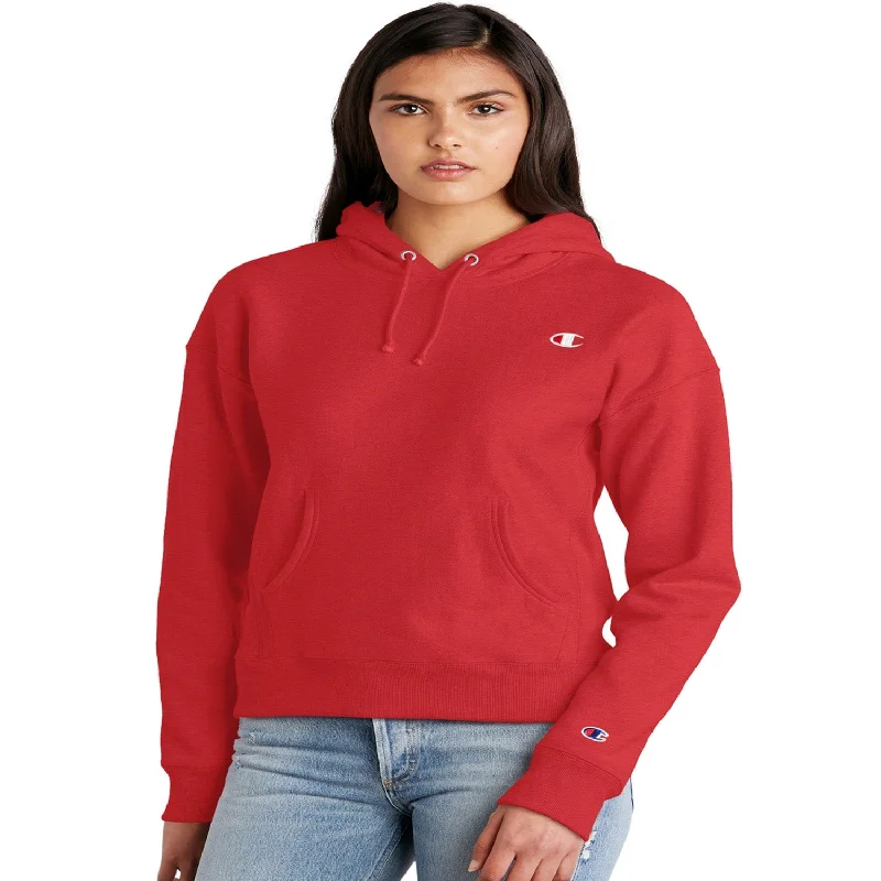 Markdowns Champion Reverse Weave Fleece Women's Pullover Hoodie Scarlet