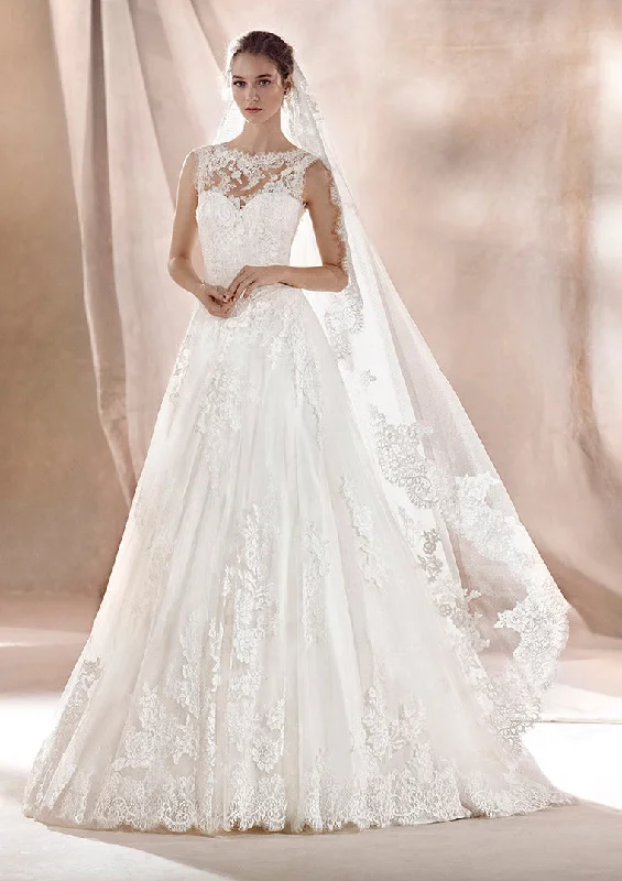 Flash Sale White One Bridal SARA Size 20 Long Lace Ballgown Sheer High Neck Wedding Dress Sleeveless Flash Sale White One Bridal SARA Size 20 Long Lace Ballgown Sheer High Neck Wedding Dress Sleeveless