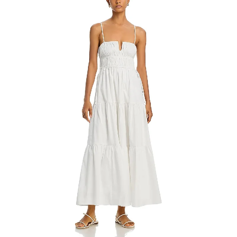 Can't Miss Womens Shirred Side Ties Midi Dress