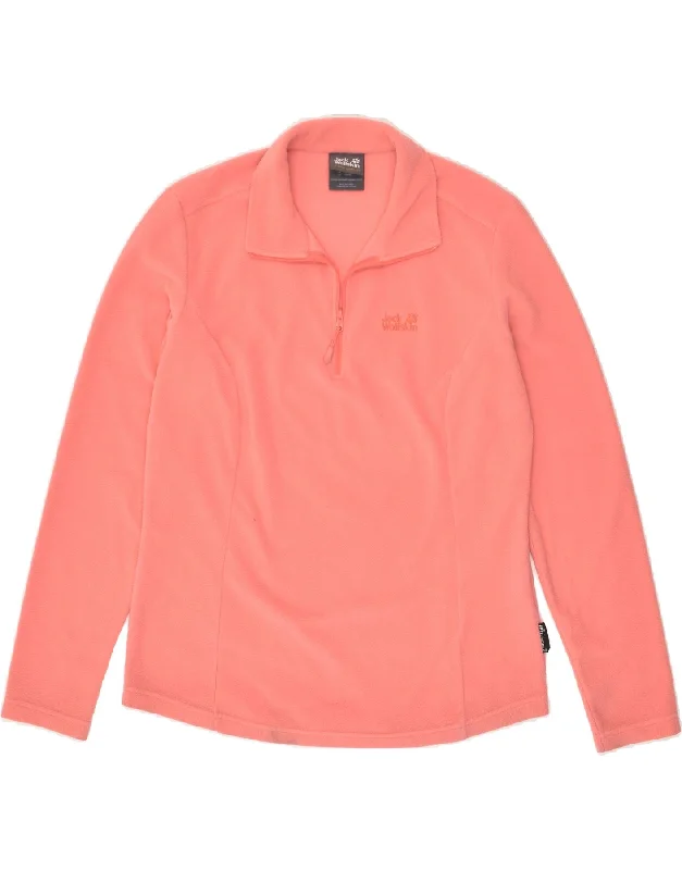 Act Fast JACK WOLFSKIN Womens Zip Neck Fleece Jumper UK 14/16 Large Pink Polyester
