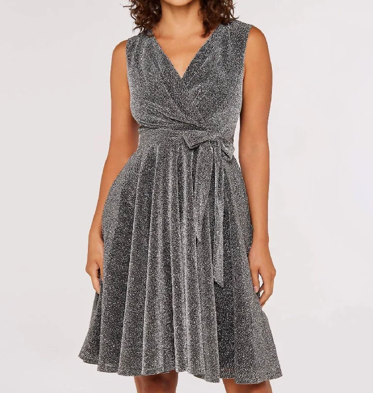 Special Discount Silver Lurex A-Line Dress