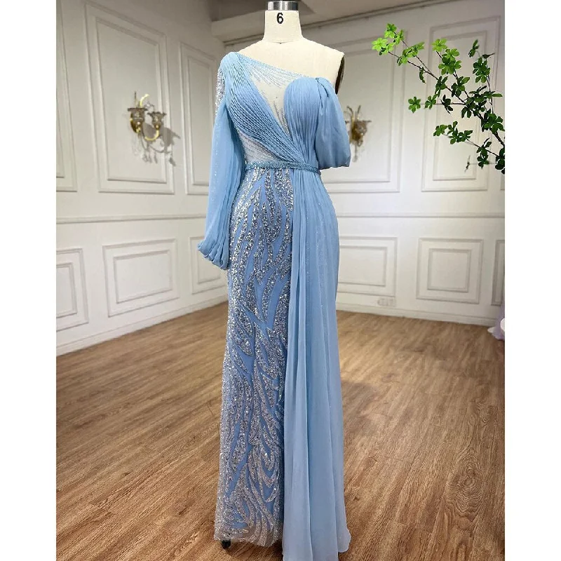 Daily Deals Serene Hill Blue Beaded Mermaid Evening Dresses Elegant Long Arabic  Formal Gowns for Women Wedding Party 2024 LA72103