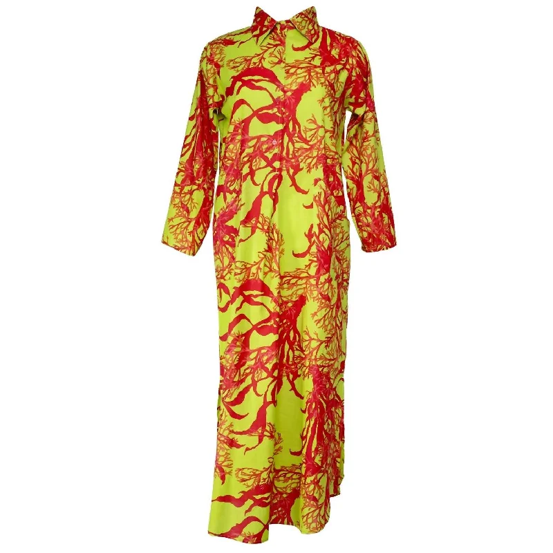 Savings Event Gabriella Coral Print Maxi Dress In Red And Green Coral