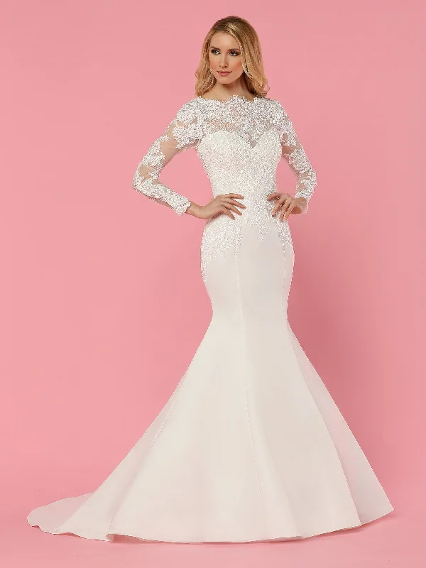 Exclusive Preview Davinci Bridal 50460 Satin Mermaid Wedding Dress Sheer Lace High Neckline Long sleeve Exclusive Preview Davinci Bridal 50460 Satin Mermaid Wedding Dress Sheer Lace High Neckline Long sleeve