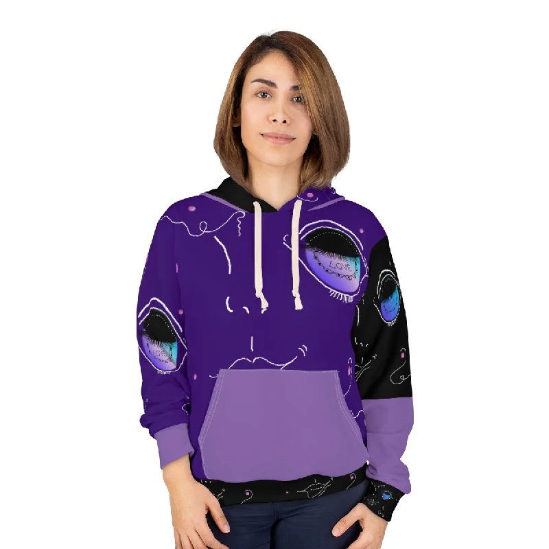 Price Drop AOP Unisex Pullover Hoodie BLUE EYE DOODLES