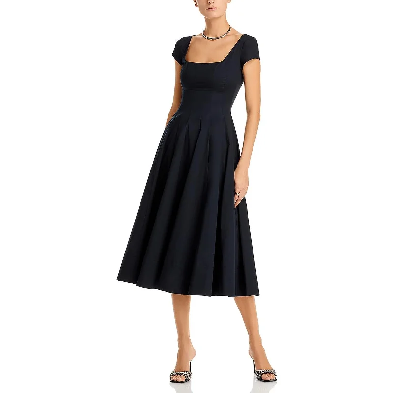 Major Savings Womens Midi Square Neck Fit & Flare Dress