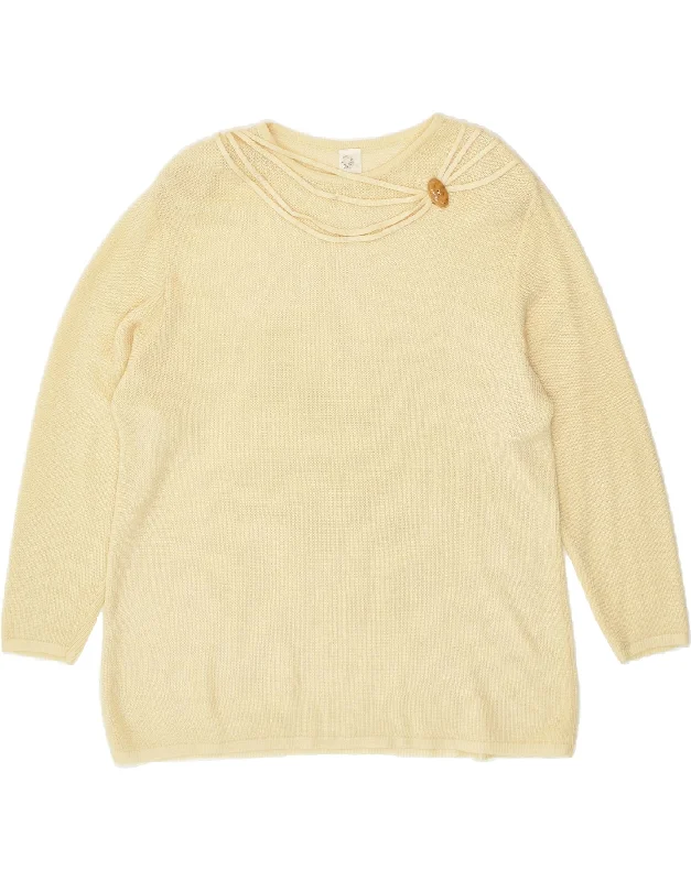 Reduced Prices VINTAGE Womens Boat Neck Jumper Sweater UK 18 XL Beige