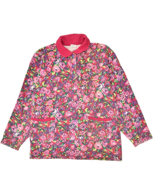 Don't Miss CAMPAGNOLO Womens Polo Neck Sweatshirt Jumper IT 40 Small Pink Floral