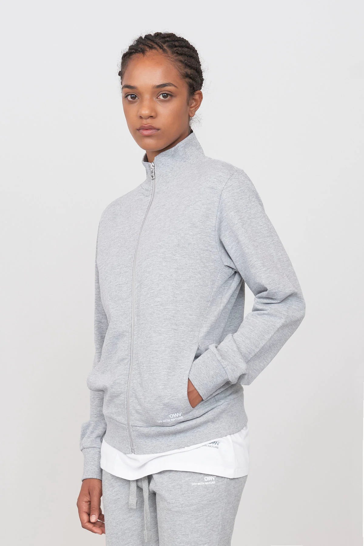 Warehouse Sale Women's Sweatshirt With A Zipper Grey