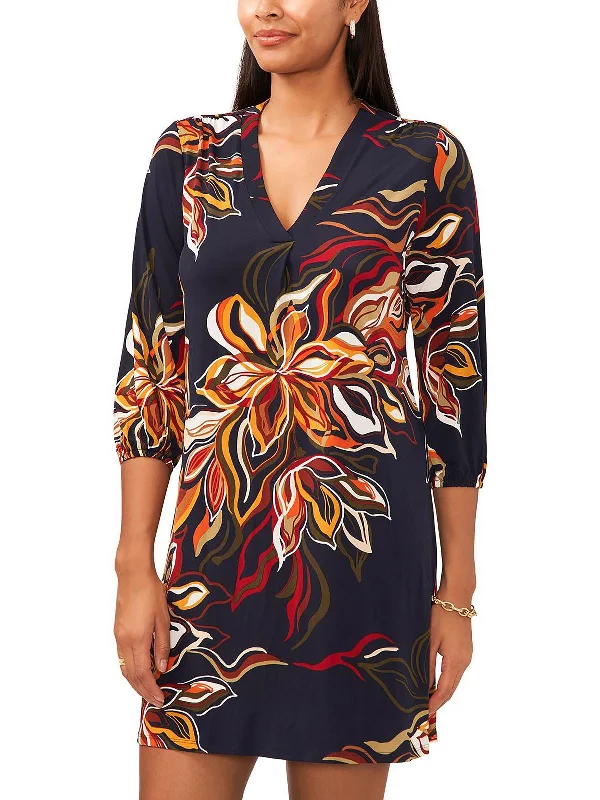 Steals and Deals Womens Floral Print Above Knee Mini Dress