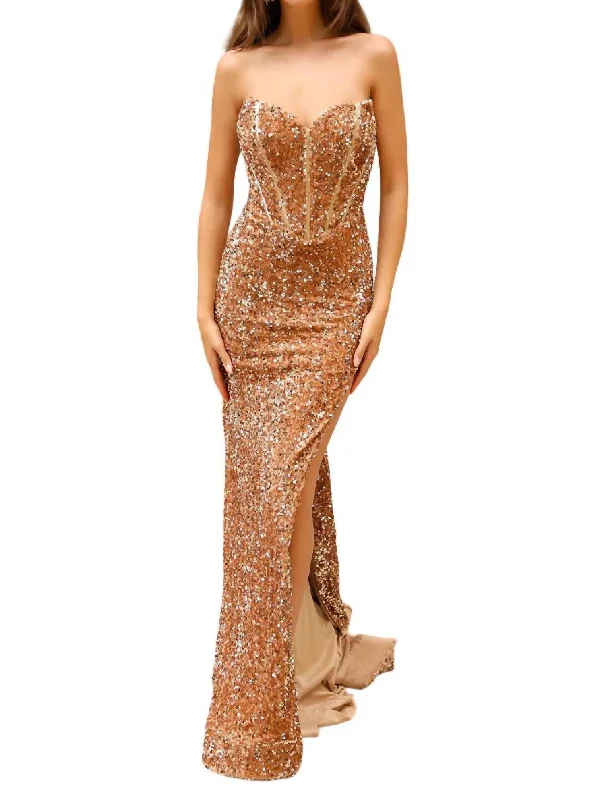 Deep Discounts Sweatheart Neckline Mermaid Dress In Gold