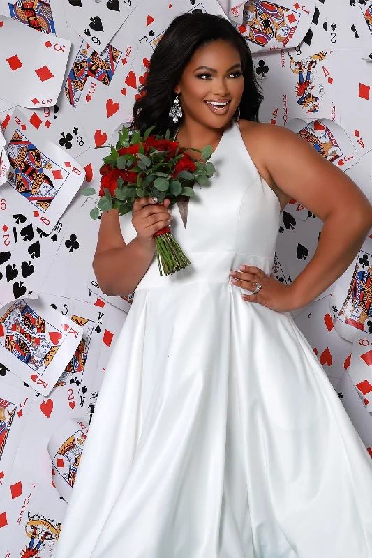 Price Cut Sydney's Closet SC5279 Halter Neckline Wedding Dress Satin Backless A Line SC 5279 Norma Jeane Price Cut Sydney's Closet SC5279 Halter Neckline Wedding Dress Satin Backless A Line SC 5279 Norma Jeane