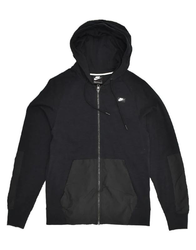 Deal Dash NIKE Womens Zip Hoodie Sweater UK 6 XS Black Cotton