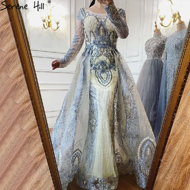 Mega Sale Serene Hill Muslim Gold With Overskirt Evening Dresses Gowns 2024 Luxury Lace Beaded Crystal For Woman Party LA71170 Mega Sale Serene Hill Muslim Gold With Overskirt Evening Dresses Gowns 2024 Luxury Lace Beaded Crystal For Woman Party LA71170
