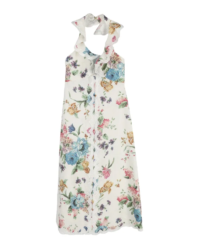 Deal Dash Zimmermann Halter Dress in Floral Print Cotton