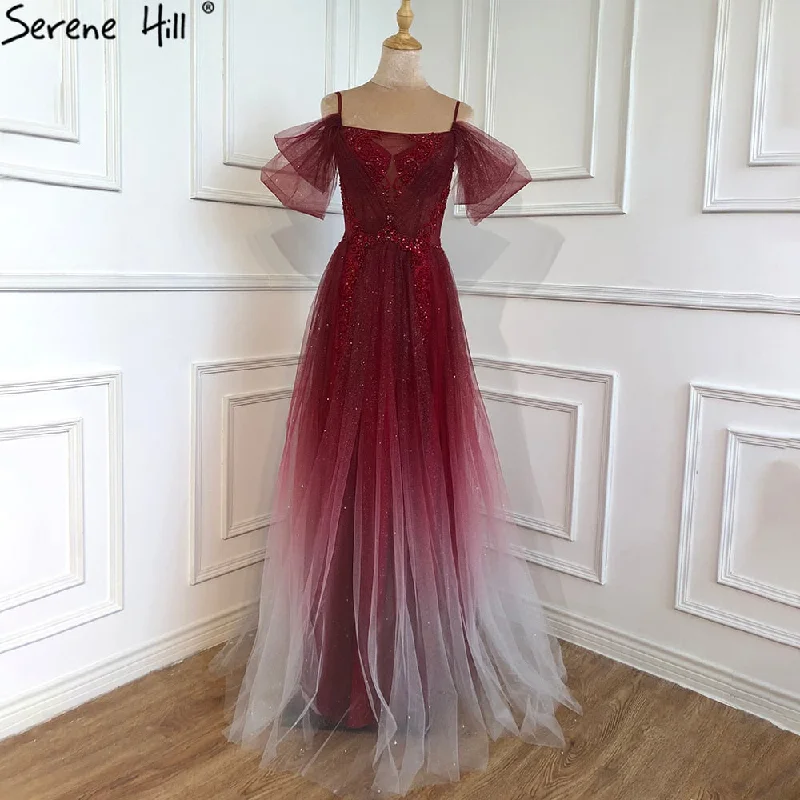 New Deals On Sale No Return No Refund Serene Hill Gradual Wine Red A-Line Evening Gowns 2024 Beaded Spaghetti Strap For Women Party LA70776 New Deals On Sale No Return No Refund Serene Hill Gradual Wine Red A-Line Evening Gowns 2024 Beaded Spaghetti Strap For Women Party LA70776