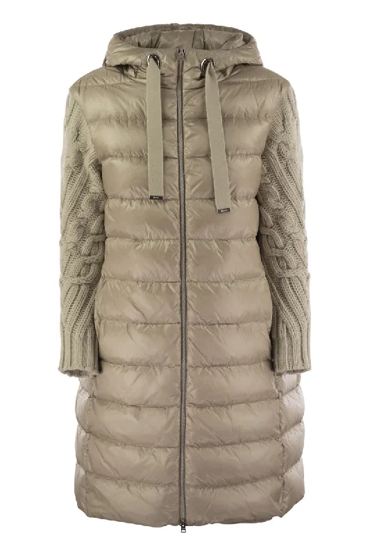 Discount Extravaganza Long down jacket with wool sleeves