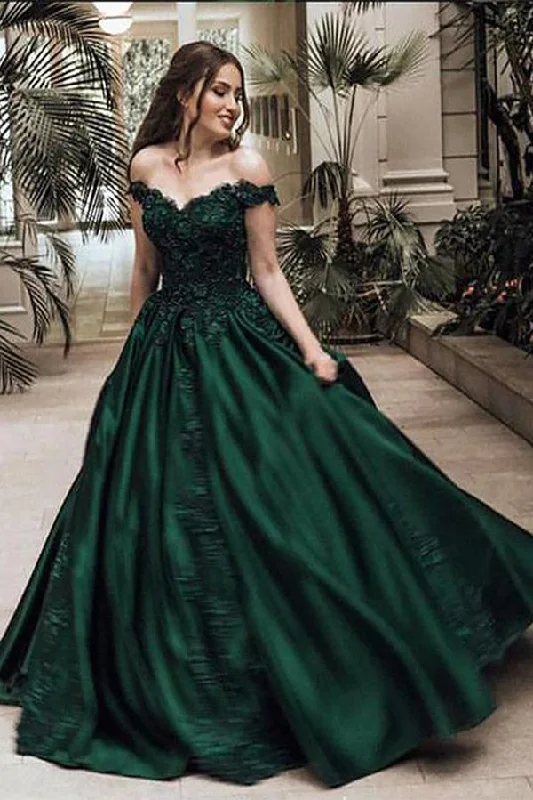 Friends and Family Sale A-Line Ball Gown Off the Shoulder Evening Dresses Green Sleeveless Sweetheart Lace Satin Prom Dresses,BS021 Friends and Family Sale A-Line Ball Gown Off the Shoulder Evening Dresses Green Sleeveless Sweetheart Lace Satin Prom Dresses,BS021