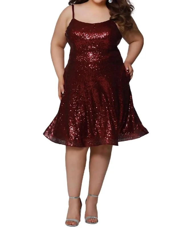 Lowest Price Sequin Spaghetti Strap Dress In Claret