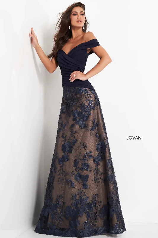 Price Blitz Jovani 02852 Navy Mother of the Bride Dress off shoulder long A line ruched evening gown Price Blitz Jovani 02852 Navy Mother of the Bride Dress off shoulder long A line ruched evening gown