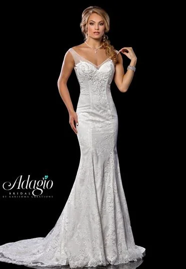 Epic Deals Adagio Bridal W9302 Size 10 Ivory Lace Mermaid Wedding Dress Backless Sheer Gown Epic Deals Adagio Bridal W9302 Size 10 Ivory Lace Mermaid Wedding Dress Backless Sheer Gown
