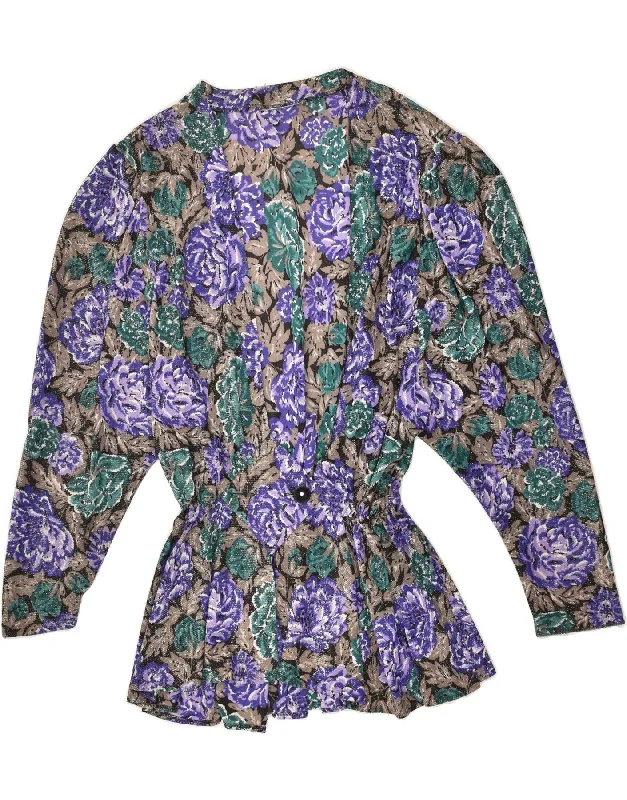 Can't Miss VINTAGE Womens Cardigan Top UK 14 Large Purple Floral
