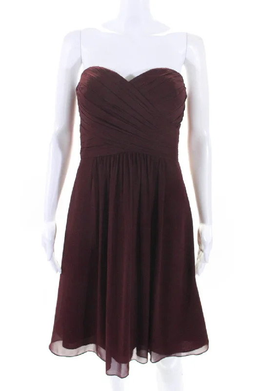 Deal of the Week Camille La Vie Womens Burgundy Strapless Pleated Cocktail Dress