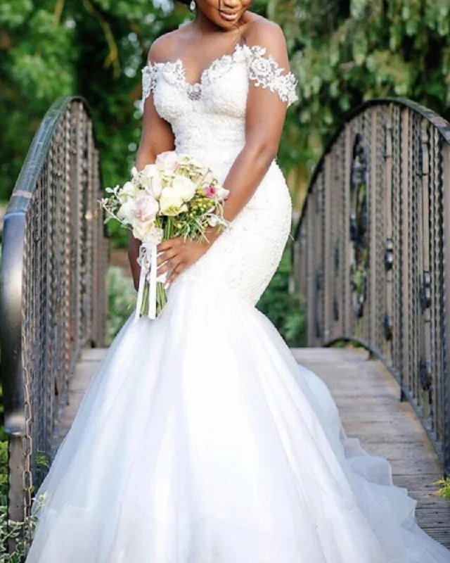 Exclusive Deal Sexy Off the Shoulder Lace Mermaid Wedding Dress WD0813