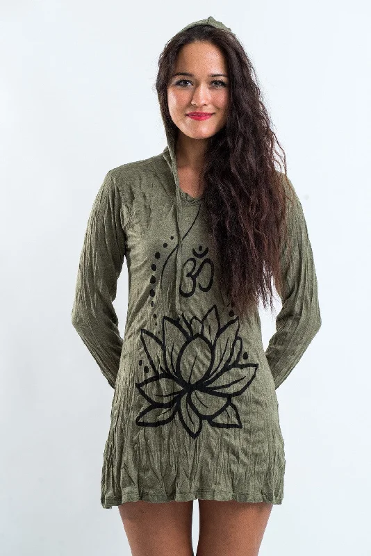 Massive Deals Sure Design Women's Lotus Ohm Hoodie Dress Green