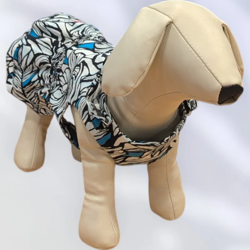 Midnight Madness Timeless Tropics: Blue & White Hawaiian Leaf Dog Dress