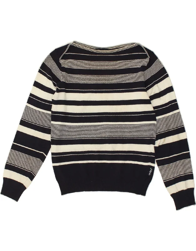 Hurry In AUSTRALIAN L'ALPINA Womens Boat Neck Jumper Sweater IT 44 Medium Navy Blue