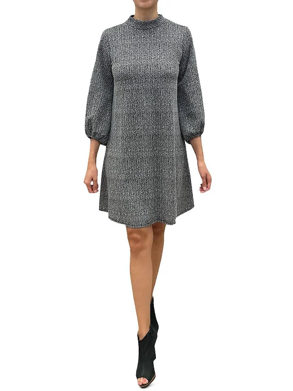 Take Advantage Womens Mock Neck Midi Shift Dress