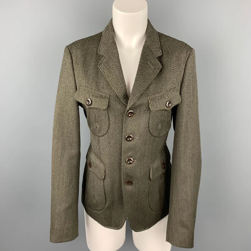 The Best Prices PAUL SMITH COLLECTION M Short Olive Wool Notch Lapel Military Sport Coat Jacket