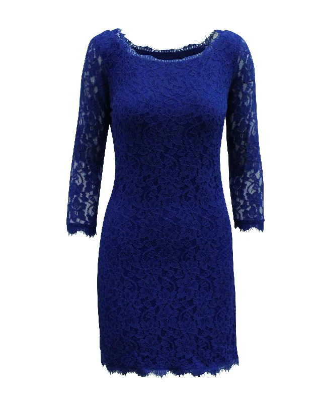 Extra Discounts Diane von Furstenberg Zarita Lace Mini Dress in Blue Rayon