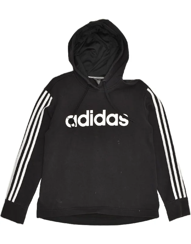 Great Deals ADIDAS Womens Graphic Hoodie Jumper Size 12/14 Medium Black Cotton