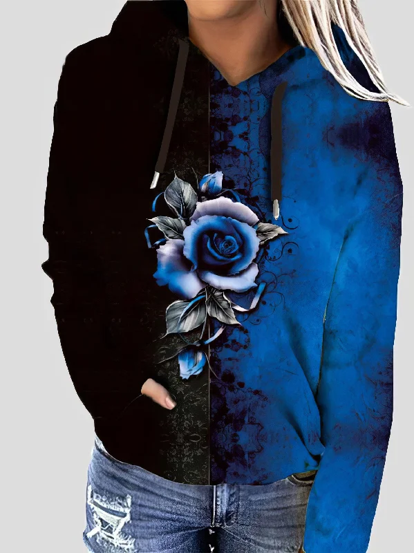 Savings Spectacular Black and Green Rose Hoodie