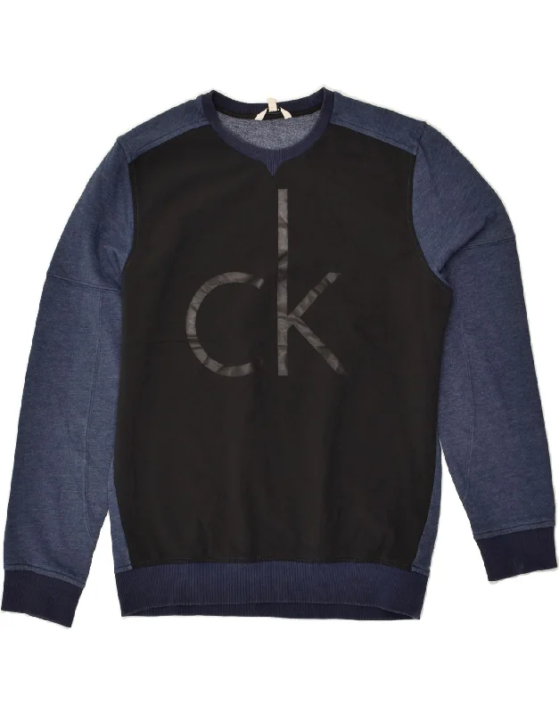 Savings Galore CALVIN KLEIN Womens Graphic Sweatshirt Jumper UK 16 Large Navy Blue