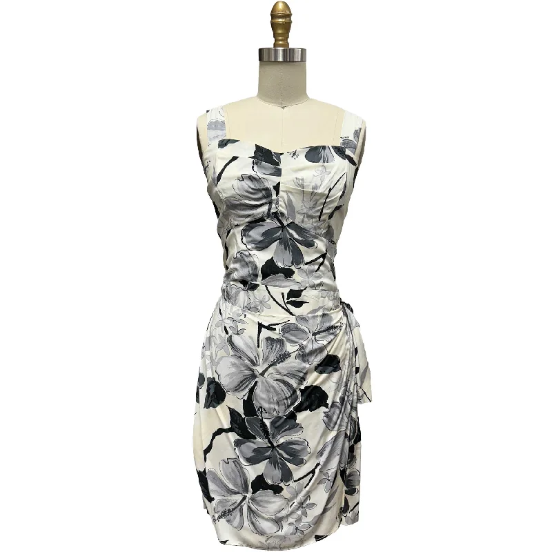 Exclusive Access Watercolor Hibiscus Gray Sarong Dress