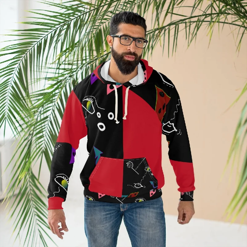 Incredible Offers AOP Unisex Pullover Hoodie FACE DOODLES RED