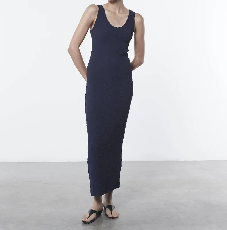 Season Finale Sale Puckered Tank Dress In Evening Blue